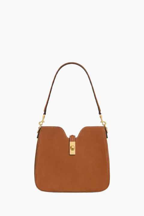 CELINE Small Camille 16 Soft Bag in Camel Nubuck Leather