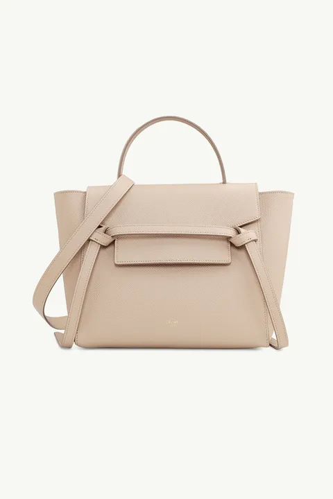 CELINE Micro Belt in Light Taupe Grained Leather