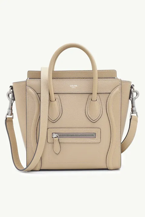 CELINE Nano Luggage Bag in Dune Drummed Leather