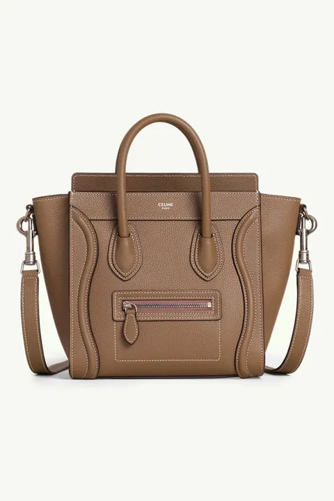 CELINE Nano Luggage Bag in Souris Drummed Leather