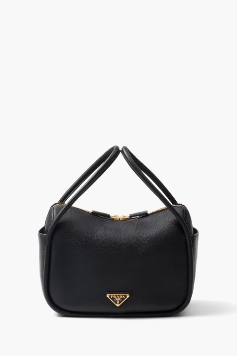 PRADA Darling Handbag in Black Leather with Removable Shoulder Strap
