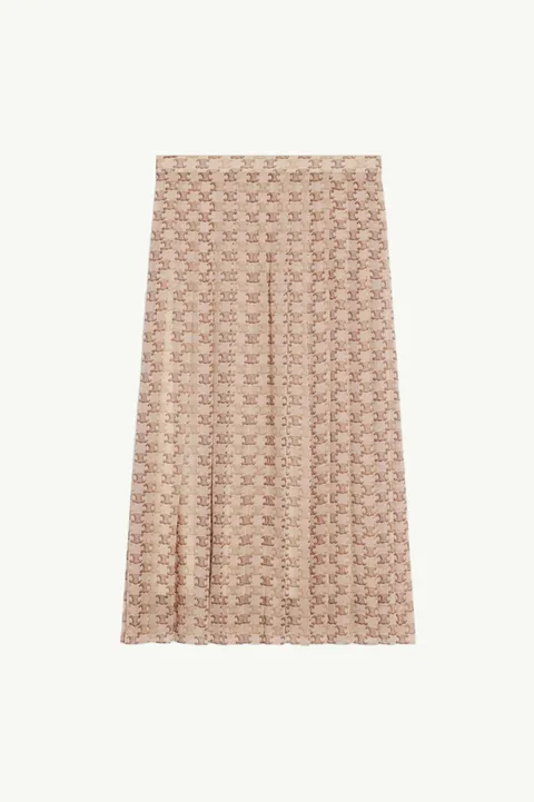 CELINE Women Pajama Skirt in Beige/Camel/Marron Silk Georgette