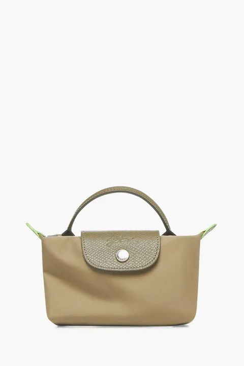 LONGCHAMP Le Pliage Green Top Handle Pouch in Artichoke