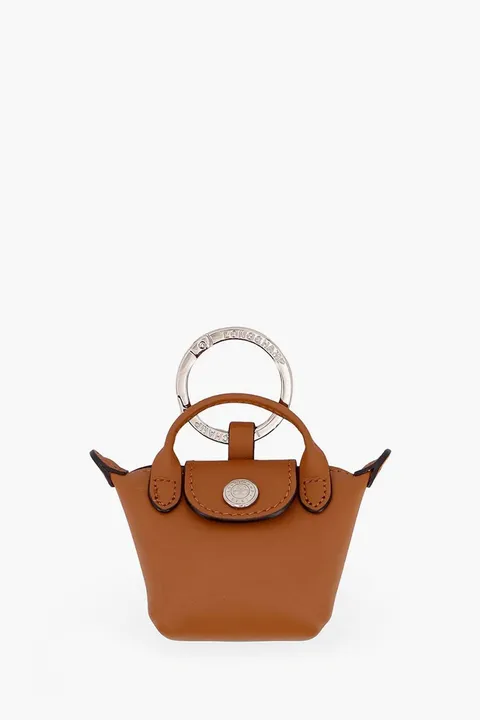 LONGCHAMP Le Pliage Xtra Key Ring in Cashew Cowhide Leather