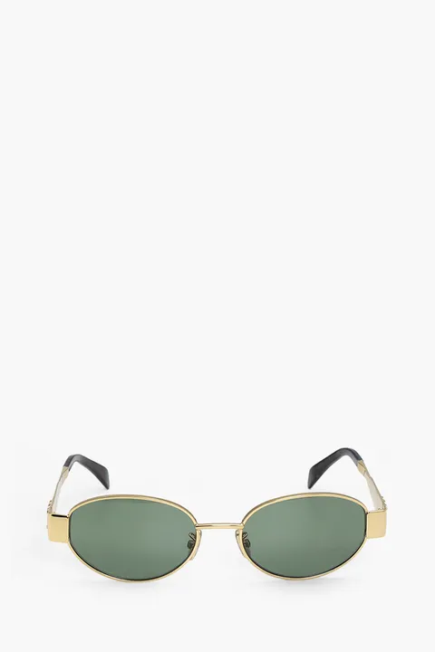 CELINE Oval Triomphe Metal 01 Sunglasses in Gold/Green