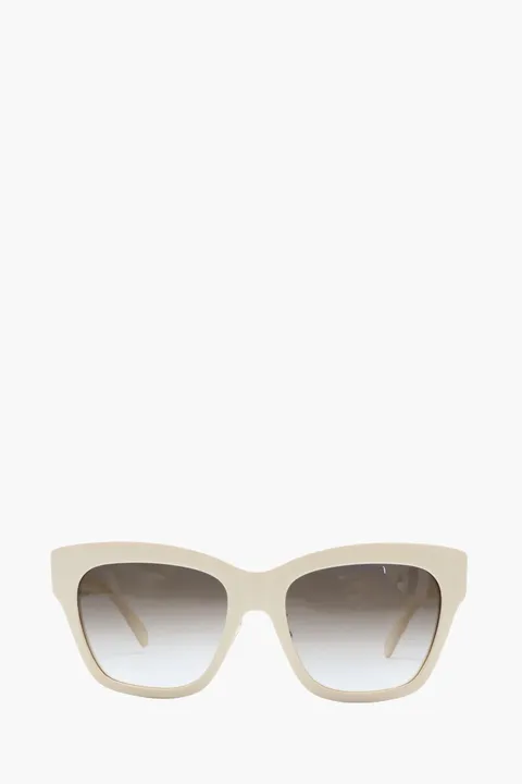 CELINE Triomphe Square Sunglasses in White/Brown Acetate