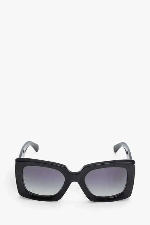 CHANEL Rectangular Gold Metals Sunglasses in Black/Gold Acetate with CC Logo