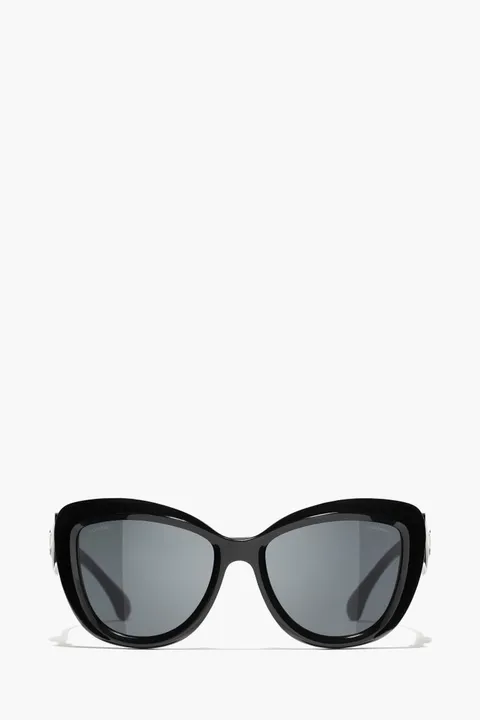 CHANEL Charming Hearts Butterfly Sunglasses in Black/Grey Acetate