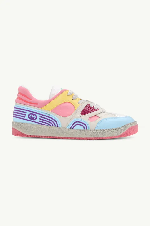 GUCCI Women Basket Sneakers in Light Blue Multicolor Rubber