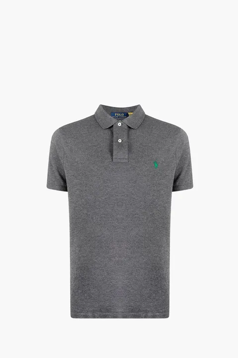 POLO RALPH LAUREN Men The Iconic Mesh Custom Fit Polo Shirt in Barclay Heather/Green Cotton