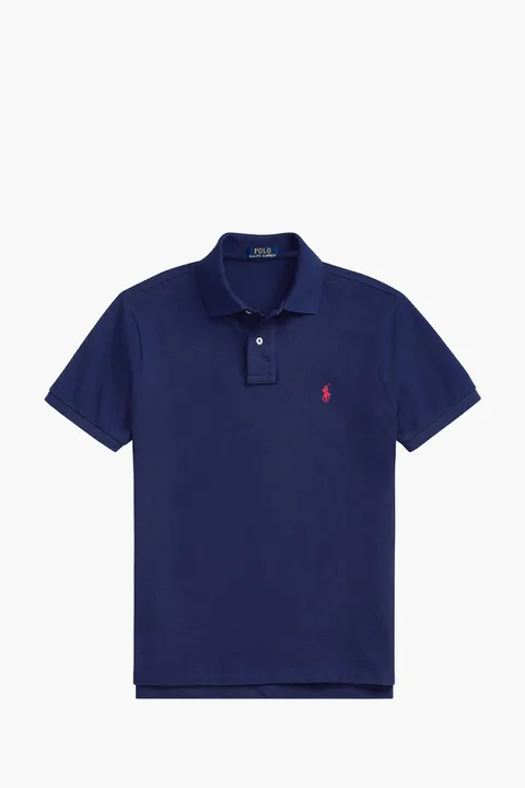 POLO RALPH LAUREN Men The Iconic Mesh Classic Fit Polo Shirt in Navy/Red Cotton