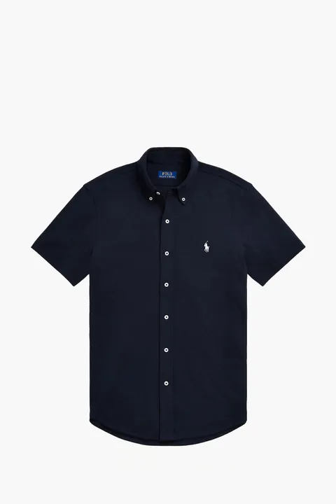 POLO RALPH LAUREN Men Embroidered Logo Short Slevee Classic Fit Shirts in Navy Cotton