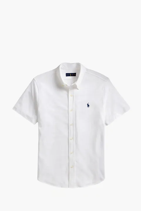 POLO RALPH LAUREN Men Embroidered Logo Short Slevee Classic Fit Shirts in White Cotton