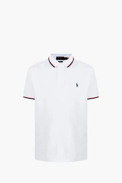 POLO RALPH LAUREN Men Slim Fit Mesh Polo Shirt In White Cotton