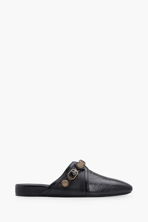 BALENCIAGA Women Cosy Cagole Slides in Black GHW