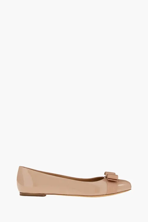 FERRAGAMO Women Varina Ballerina in Amaretti Patent Leather