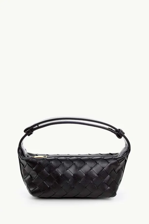 BOTTEGA VENETA Wallace Town Intrecciato Pouch Shoulder Bag in Black GHW Leather