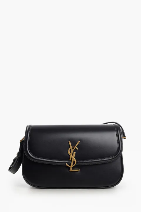 SAINT LAURENT Small Solferino Shoulder Bag in Black Box Leather