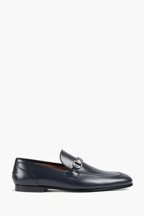 GUCCI Men Jordaan Horsebit Loafer in Dark Blue Leather