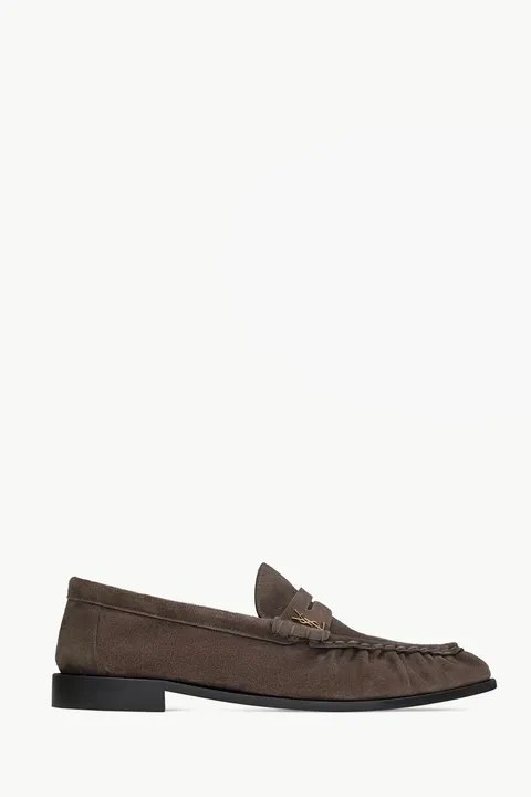 SAINT LAURENT Men Penny Le Loafers in Dark Chocolate Supple Suede