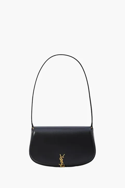 SAINT LAURENT Mini Voltaire Shoulder Bag in Black Box Leather