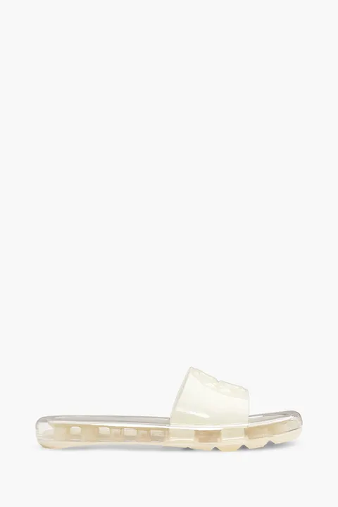TORY BURCH Women Double T Bubble Jelly Slide Sandals in New Ivory