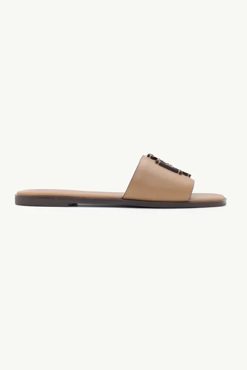 TORY BURCH Women Ines Slide Sandals in Almond Flour with Tonal Logo