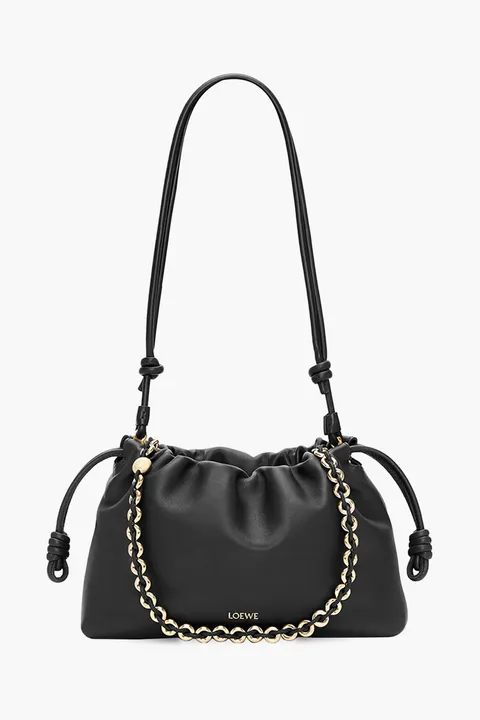 LOEWE Medium Flamenco Purse Bag in Black Mellow Nappa Lambskin