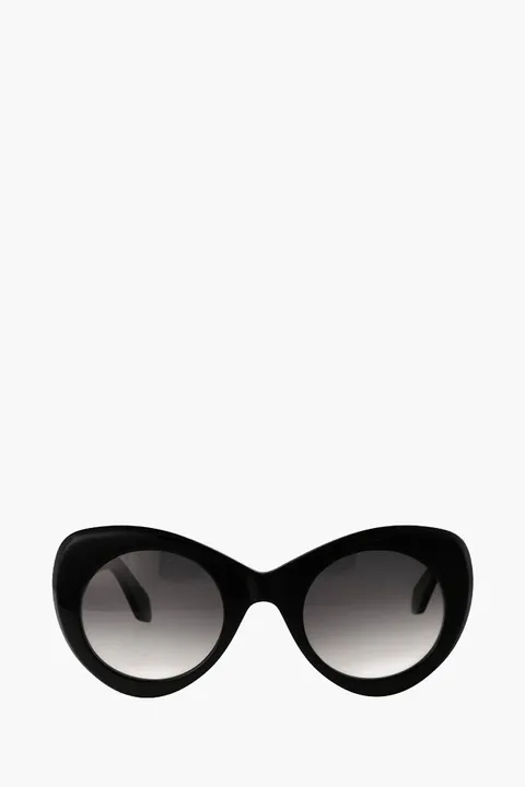 ALAIA Women Round Oversized Shape Sunglasses in Black Acetate