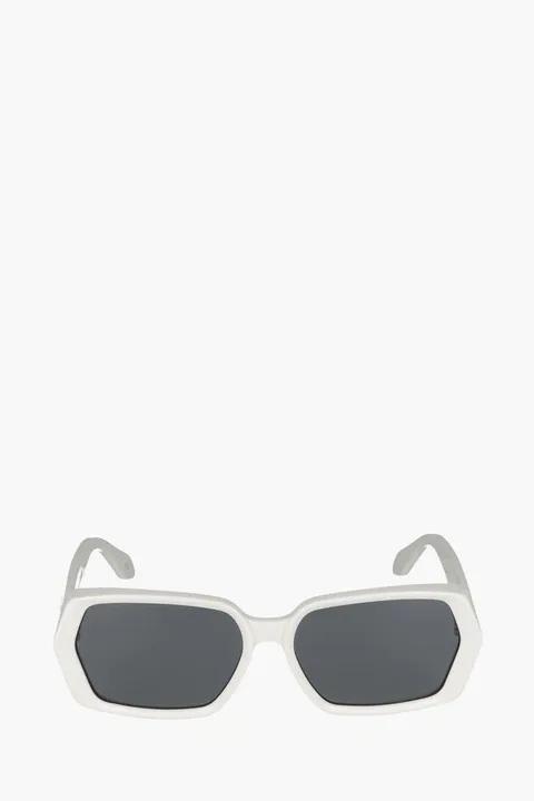 ALAIA Geometric Sunglasses in White/White/Grey Acetate