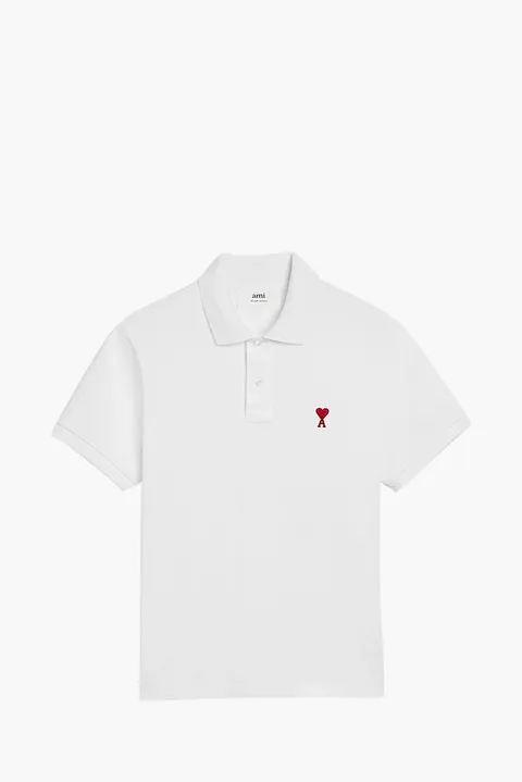 AMI Men Red Ami De Coeur Polo Shirt in White