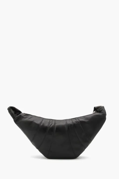 LEMAIRE Medium Croissant Bag in Black Soft Nappa Leather