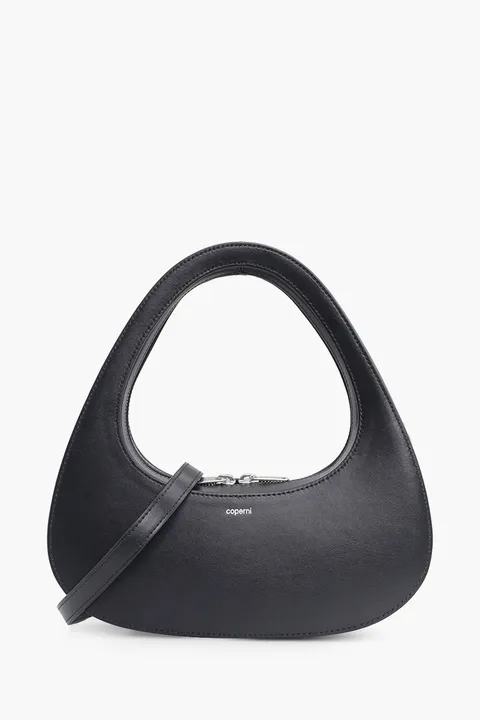COPERNI Swipe Baguette Crossbody Bag in Black Calf Leather