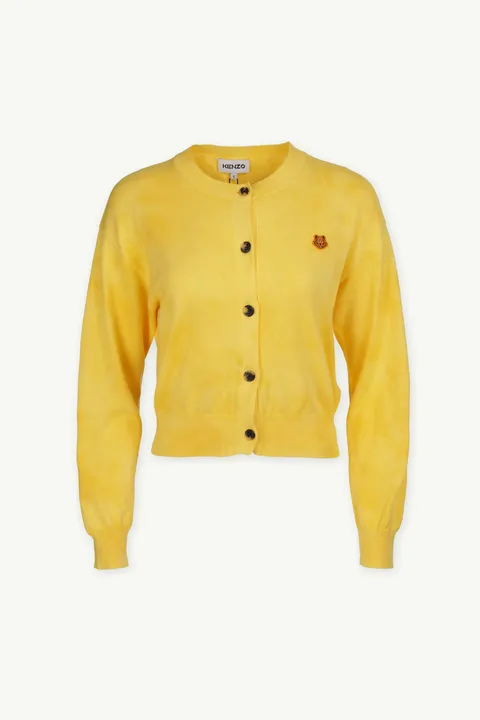 KENZO Women Tiger Crest Tie-Dye Cardigan in Yellow