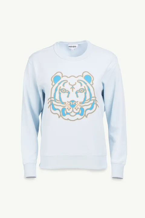 KENZO Women K Tiger Two Tone Sweatshirt in Light Blue