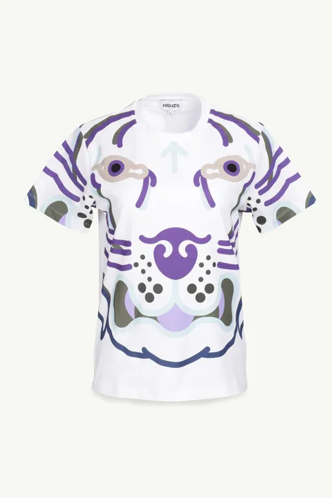 KENZO Women Oversize K-Tiger Loose Fit T-Shirt in White