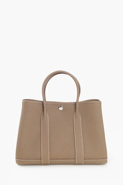 HERMÈS BNIB Garden Party 30 GP 30 Bag in Etoupe Negonda Calfskin PHW #K