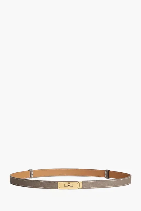 HERMÈS Kelly 18 18mm Belt in Etoupe Epsom Calfskin YGHW