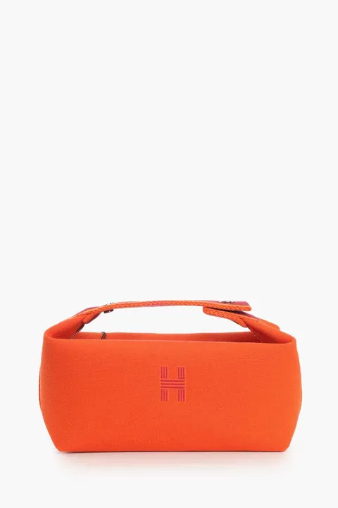 HERMÈS Small Bride-à-Brac Pouch in Fire Orange Canvas