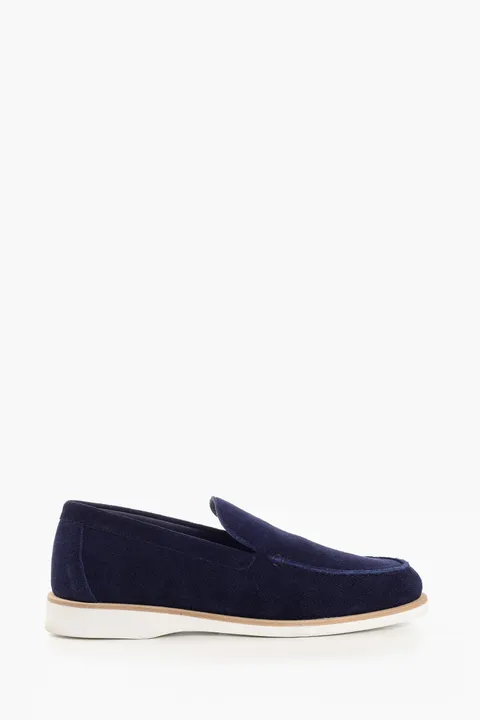 HERMÈS H Diamond Low Loafers in Navy Suede Calfskin