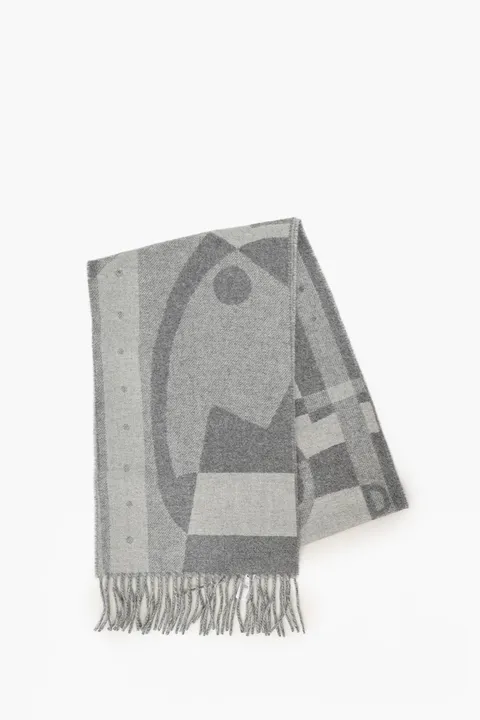 HERMÈS Ready Steady Go Jacquard Scarf in Elephant Grey/Light Heather Grey Cashmere