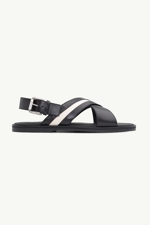 BALLY Men Jamilo Crossover Sandals in Black with Backstrap