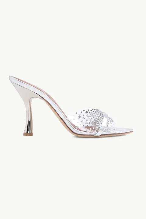 MALONE SOULIERS Julia PVC Heeled Sandals 90mm in Clear/Silver