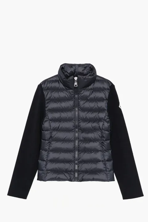 MONCLER Kid Padded Wool Zip-Up Cardigan in Black