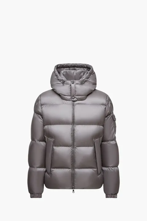 MONCLER Men Couyere Hooded Short Down Jacket in Grey Polyamide