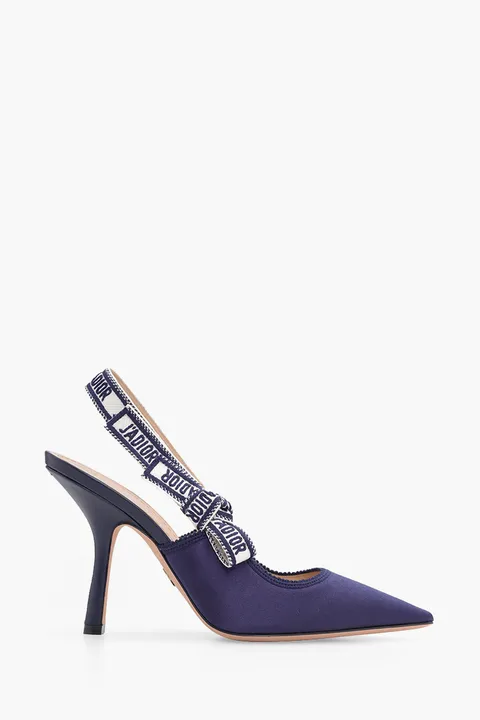 CHRISTIAN DIOR J'Adior Slingback Pumps 100mm in Ocean Blue Embroidered Satin and Cotton