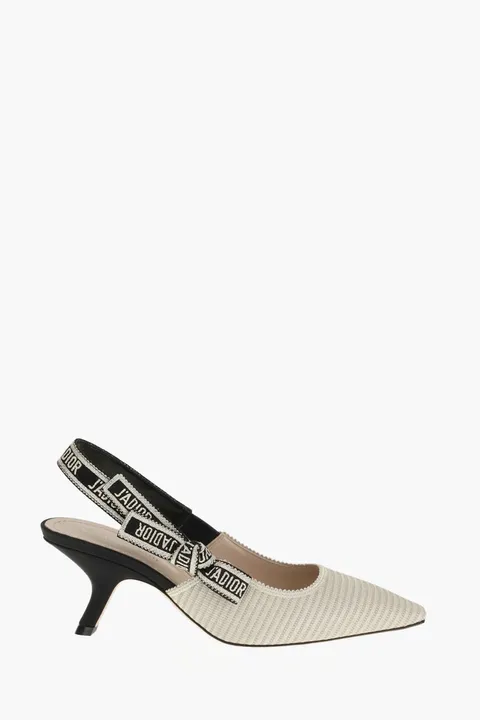 CHRISTIAN DIOR J'Adior Slingback Pumps 65mm in Gold-Tone Cotton Embroidered with Metallic Thread