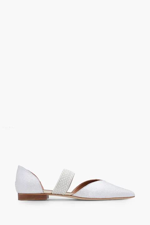 MALONE SOULIERS Maisie Flat Pumps in Silver/Silver Glittered