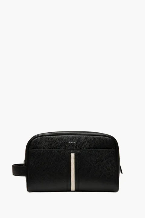 BALLY Ribbon Washbag in Black Leather