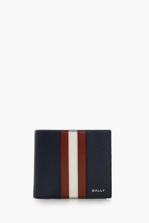 BALLY Mythos Bifold Wallet in Blue/Red/White Recycled Bovine Leather